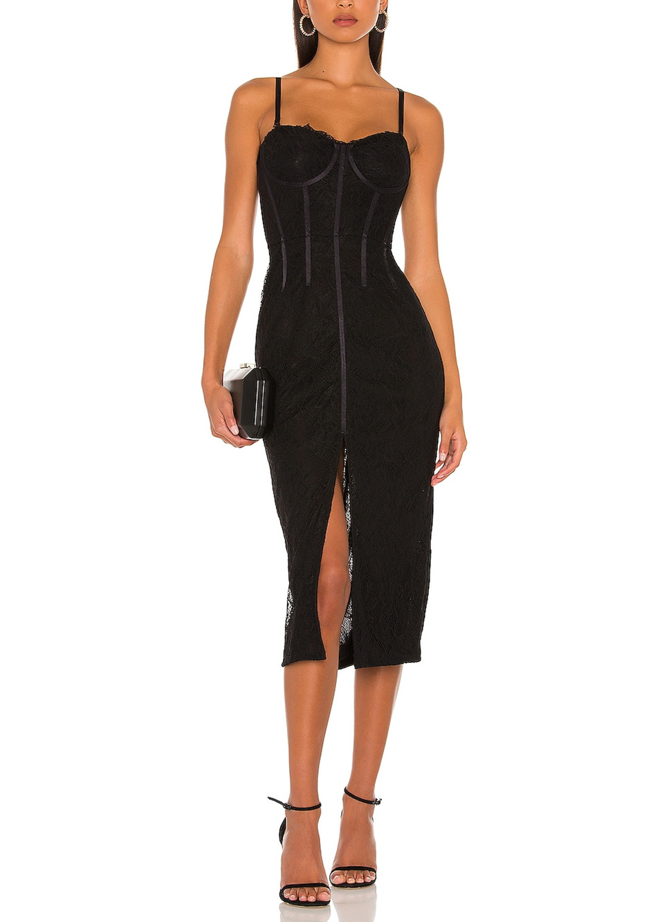 Simkhai Elegant Black Bustier Midi Dress Size XS